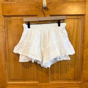 aerie White Eyelet Ruffle Skort Shorts